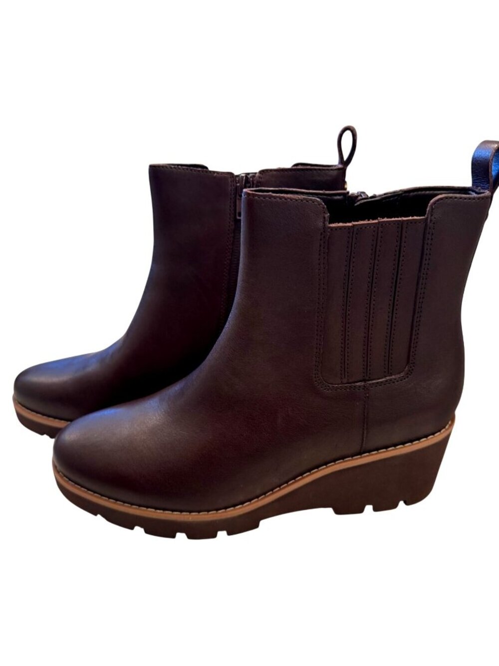 Vionic Aria 2.0 Size 8.5 Ankle Wedge Boot Women's Water Repellent NWT Dark Brown